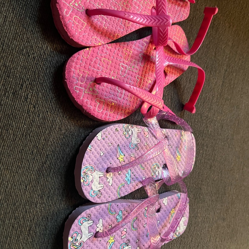 Kids Pink and Purple Flip Flops